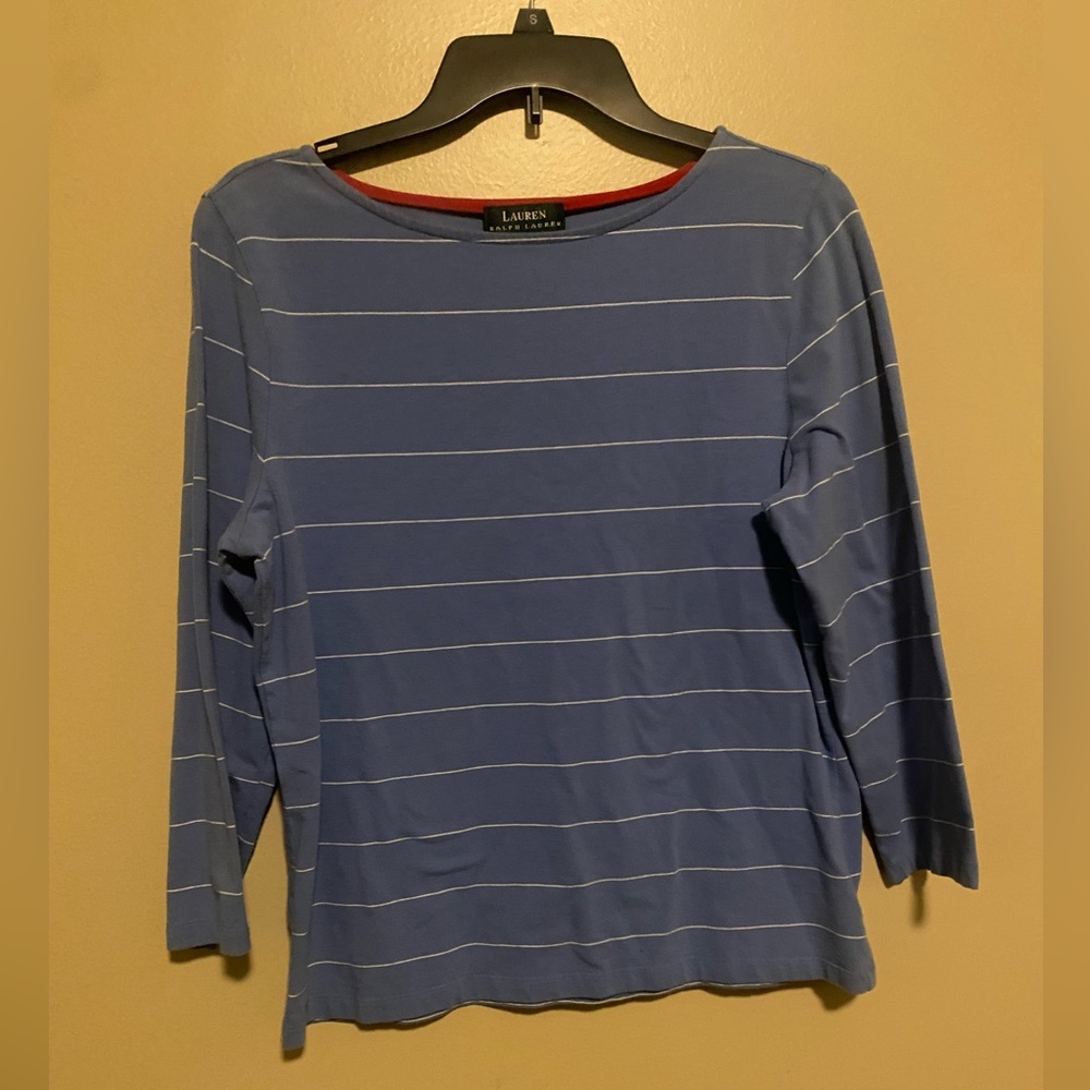 Ralph Lauren blue and white striped shirt